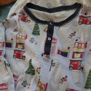 Festive Holiday Print Henley Shirt